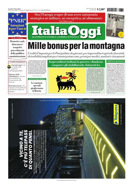 Italia oggi : quotidiano di economia finanza e politica